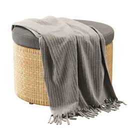 Monica rattan round pouf